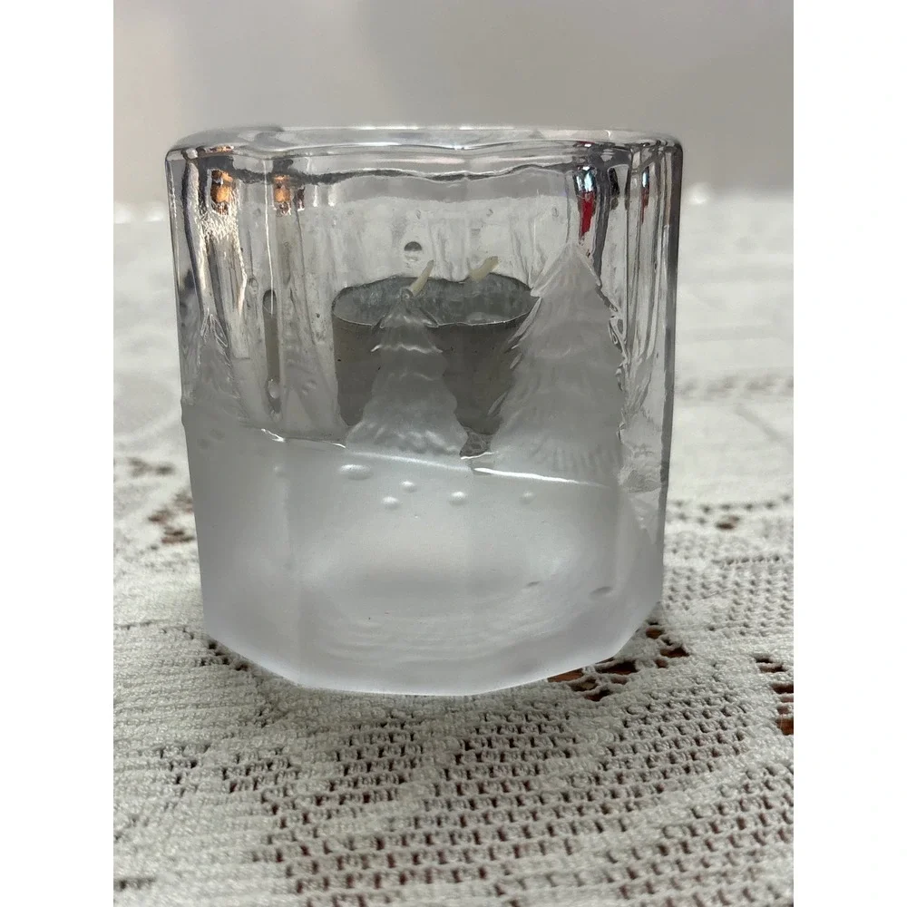 Studio Nova Festive Deer Glass Votive Candle Holder WY687/610 Japan Frosted 2.5